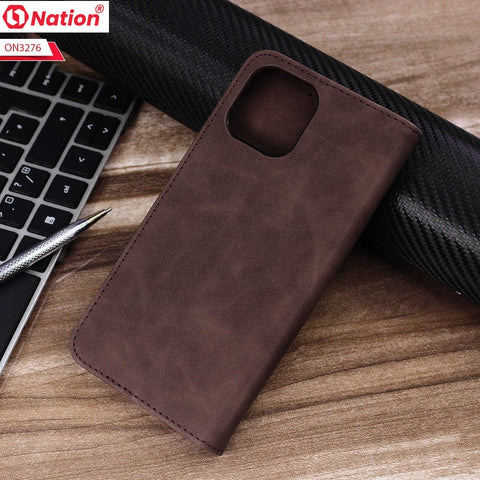 iPhone 15 Pro Max Cover - Dark Brown - ONation Business Flip Series - Premium Magnetic Leather Wallet Flip book Card Slots Soft Case