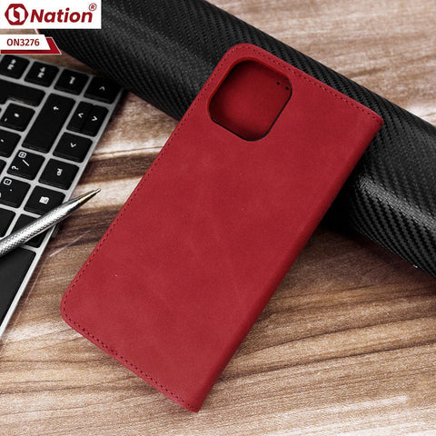 iPhone 15 Pro Max Cover - Red - ONation Business Flip Series - Premium Magnetic Leather Wallet Flip book Card Slots Soft Case