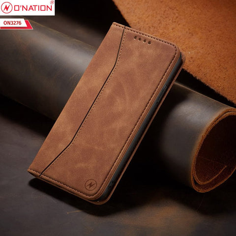 Xiaomi Redmi 13C Cover - Light Brown - ONation Business Flip Series - Premium Magnetic Leather Wallet Flip book Card Slots Soft Case