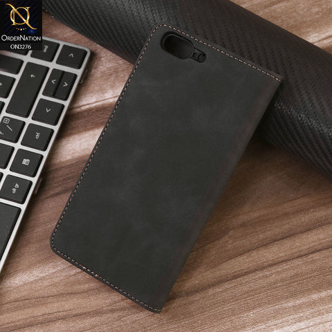 OnePlus 5 Cover - Black - ONation Business Flip Series - Premium Magnetic Leather Wallet Flip book Card Slots Soft Case