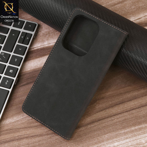 Xiaomi Poco F6 Cover - Black - ONation Business Flip Series - Premium Magnetic Leather Wallet Flip book Card Slots Soft Case