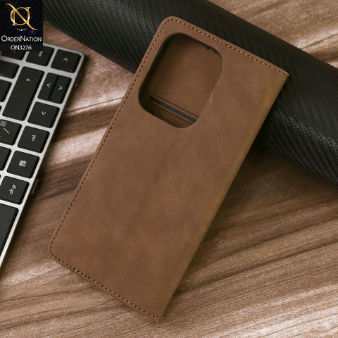 Xiaomi Redmi Turbo 3 Cover - Light Brown - ONation Business Flip Series - Premium Magnetic Leather Wallet Flip book Card Slots Soft Case