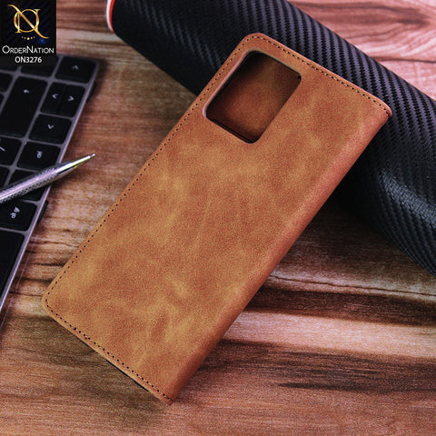 Vivo V25e Cover - Light Brown - ONation Business Flip Series - Premium Magnetic Leather Wallet Flip book Card Slots Soft Case