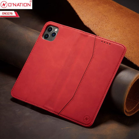 iPhone 15 Pro Max Cover - Red - ONation Business Flip Series - Premium Magnetic Leather Wallet Flip book Card Slots Soft Case