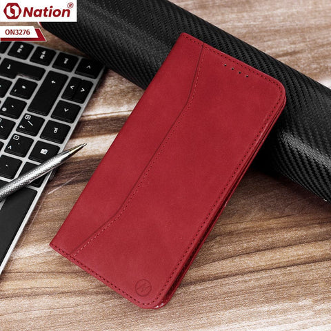 iPhone 15 Pro Max Cover - Red - ONation Business Flip Series - Premium Magnetic Leather Wallet Flip book Card Slots Soft Case