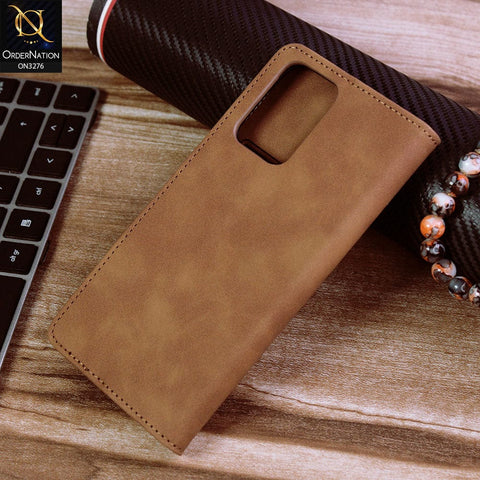 Xiaomi Redmi Note 11 Pro Cover - Light Brown - ONation Business Flip Series - Premium Magnetic Leather Wallet Flip book Card Slots Soft Case