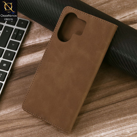 Xiaomi Redmi 13C Cover - Light Brown - ONation Business Flip Series - Premium Magnetic Leather Wallet Flip book Card Slots Soft Case