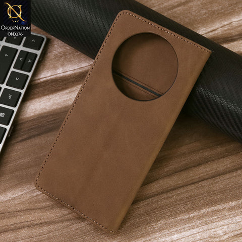 Xiaomi Redmi A3 Cover - Light Brown - ONation Business Flip Series - Premium Magnetic Leather Wallet Flip book Card Slots Soft Case