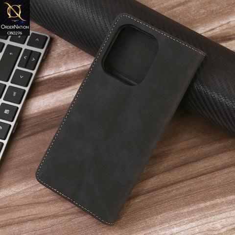 Xiaomi Redmi Note 13 Cover - Black - ONation Business Flip Series - Premium Magnetic Leather Wallet Flip book Card Slots Soft Case