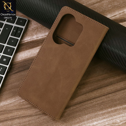 Xiaomi Poco M6 Pro 4G Cover - Light Brown - ONation Business Flip Series - Premium Magnetic Leather Wallet Flip book Card Slots Soft Case