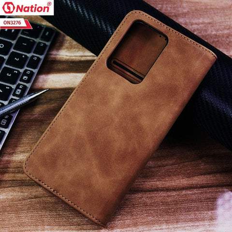 Xiaomi Redmi Note 12 4G Cover - Light Brown - ONation Business Flip Series - Premium Magnetic Leather Wallet Flip book Card Slots Soft Case