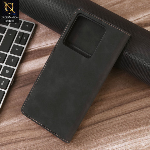 Xiaomi Redmi K60 Ultra Cover - Black - ONation Business Flip Series - Premium Magnetic Leather Wallet Flip book Card Slots Soft Case