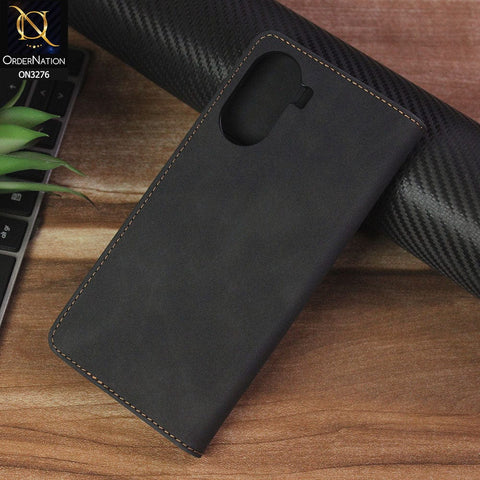 Oppo F19 Pro Cover - Black - ONation Business Flip Series - Premium Magnetic Leather Wallet Flip book Card Slots Soft Case