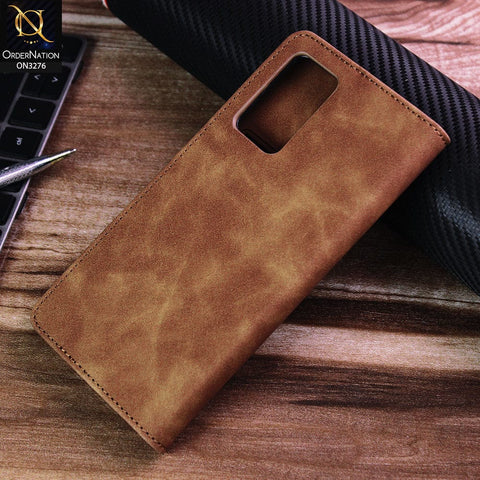 Vivo V21e Cover - Light Brown - ONation Business Flip Series - Premium Magnetic Leather Wallet Flip book Card Slots Soft Case