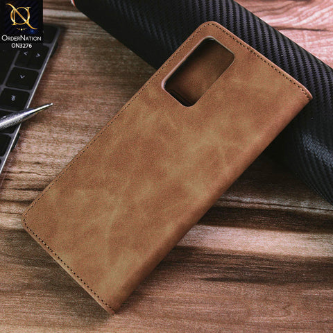 Vivo V23e Cover - Light Brown - ONation Business Flip Series - Premium Magnetic Leather Wallet Flip book Card Slots Soft Case