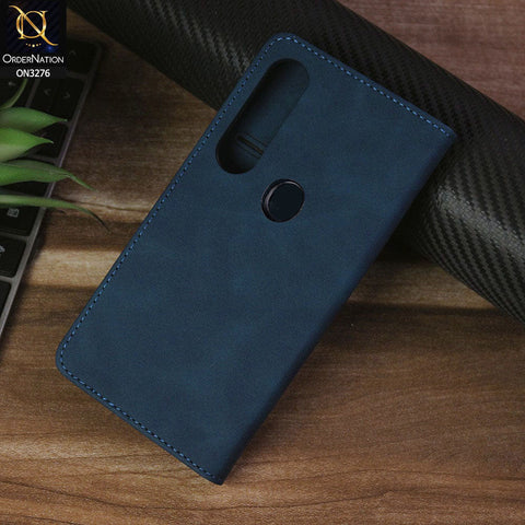 Huawei Y9 Prime 2019 Cover - Blue - ONation Business Flip Series - Premium Magnetic Leather Wallet Flip book Card Slots Soft Case