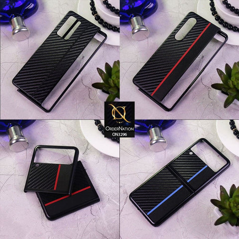 Samsung Galaxy Z Fold5 5G Cover - Design 1 - Carbon Fiber Texture Hybrid PU Leather Hard Case