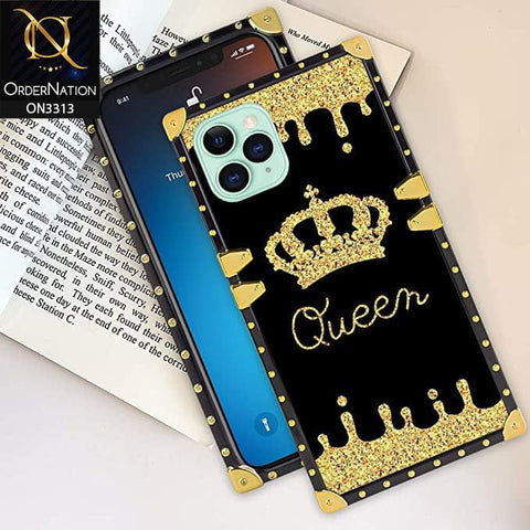 Samsung Galaxy M13 5G Cover - Black - Golden Electroplated Luxury Square Soft TPU Protective Case with Holder