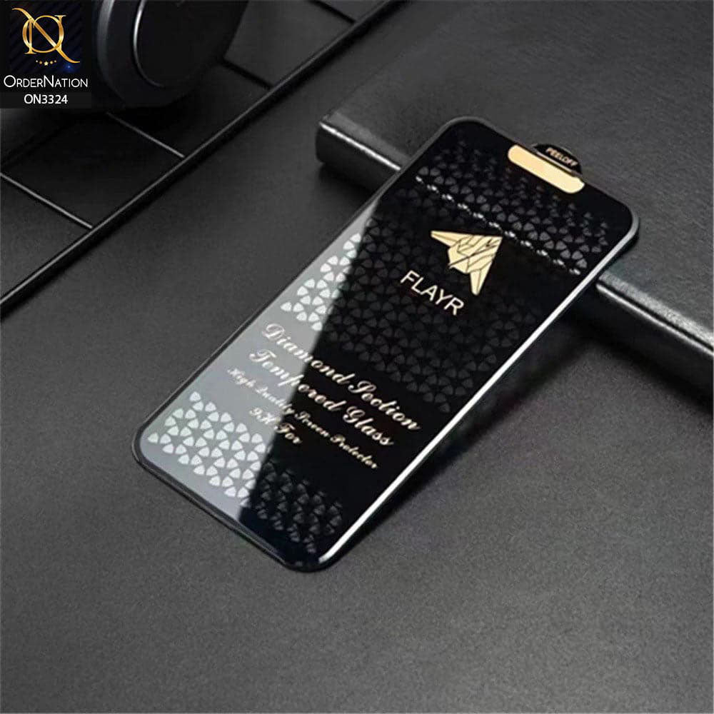 iPhone 16 Pro Max Protector - Black -  9H Full Glue Flayr Diamond Section HIgh Quality Tempered Glass Screen Protector