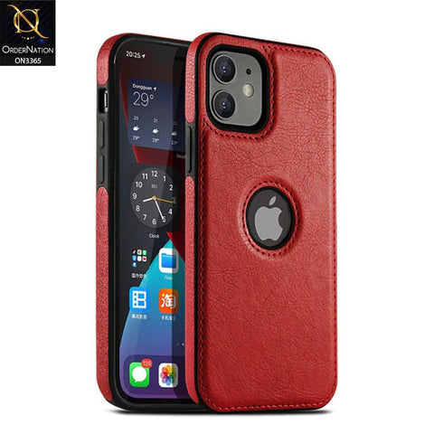 iPhone 11 Pro Cover - Purple  - Vintage Luxury Business Style TPU Leather Stitching Logo Hole Soft Case