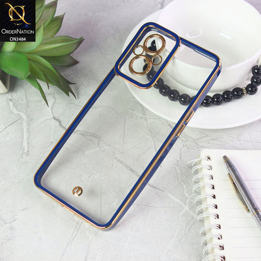 Oppo Reno 7 Lite Cover - Blue - New Electroplated Side Borders Camera Protection Case