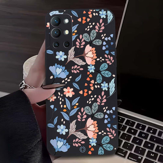 Floral Series Soft Phone Case - Design 1 - Black - OnePlus 9R