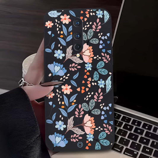 Floral Series Soft Phone Case - Design 1 - Black - OnePlus 8