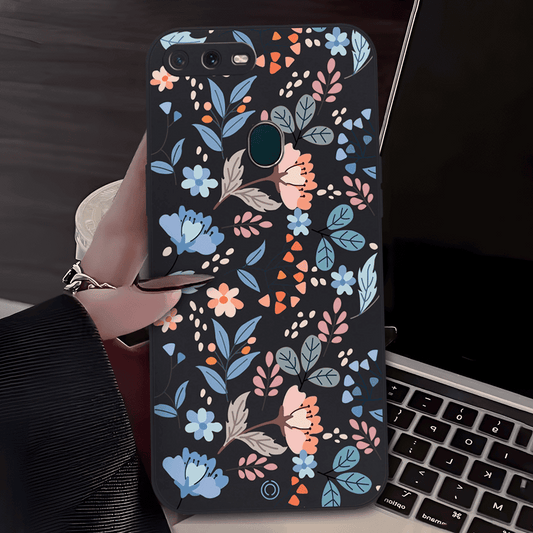 Floral Series Soft Phone Case - Design 1 - Black - Oppo A11k