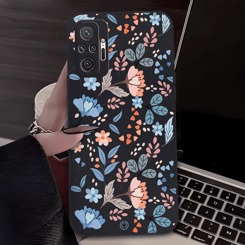 Floral Series Soft Phone Case - Design 1 - Black - Xiaomi Redmi Note 10 Pro 4G