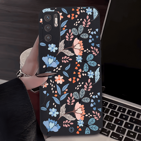 Floral Series Soft Phone Case - Design 1 - Black - Xiaomi Redmi Note 10 5G