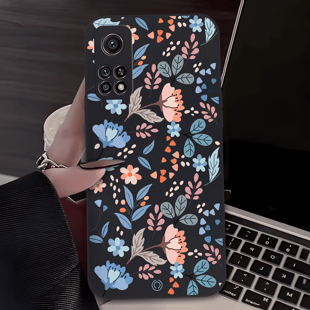 Floral Series Soft Phone Case - Design 1 - Black - Xiaomi Mi 10T