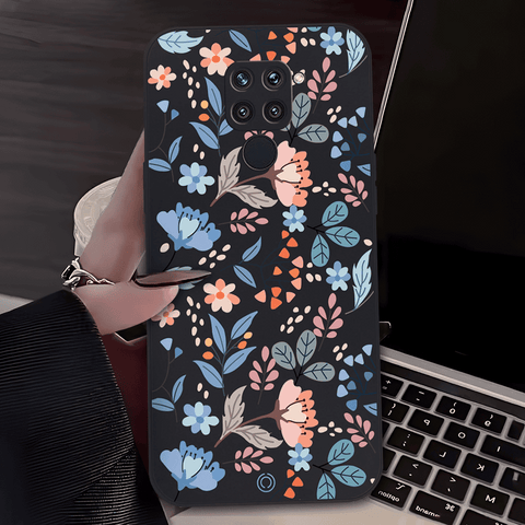 Floral Series Soft Phone Case - Design 1 - Black - Xiaomi Redmi 10X 4G