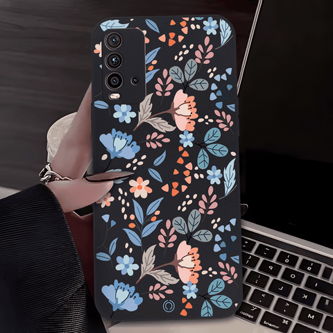 Floral Series Soft Phone Case - Design 1 - Black - Xiaomi Redmi 9C