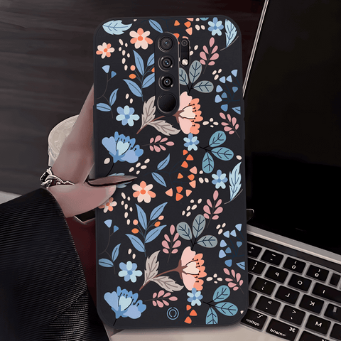 Floral Series Soft Phone Case - Design 1 - Black - Xiaomi Redmi 9i