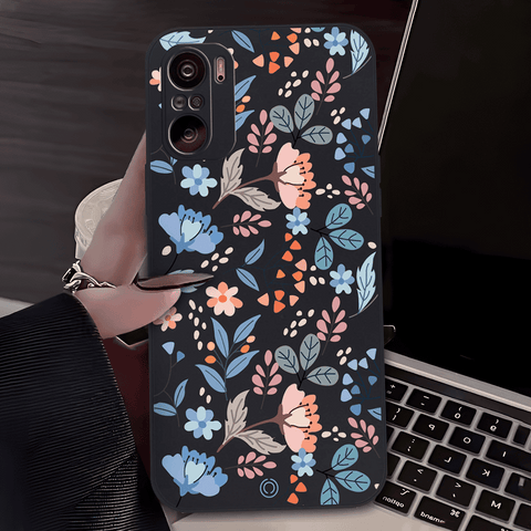 Floral Series Soft Phone Case - Design 1 - Black - Xiaomi Poco F3