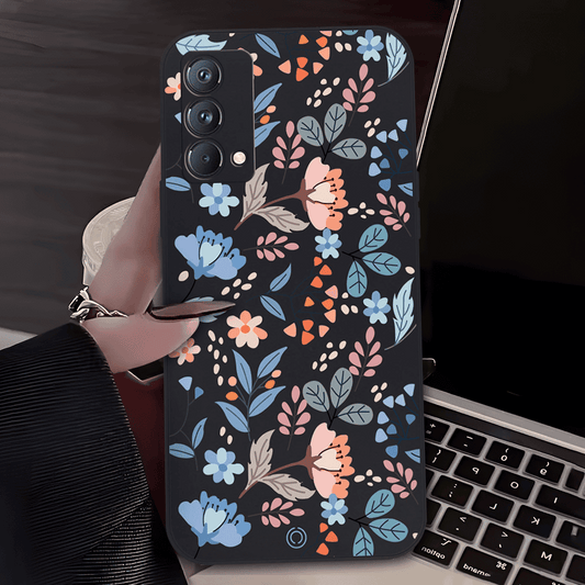 Floral Series Soft Phone Case - Design 1 - Black - Realme GT Master