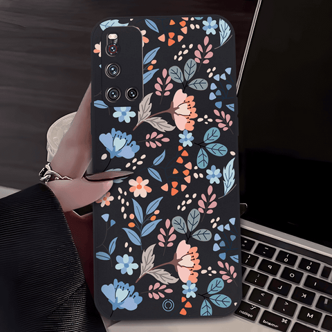 Floral Series Soft Phone Case - Design 1 - Black - Vivo V19