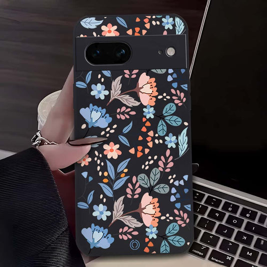 Floral Series Soft Phone Case - Design 1 - Black - Google Pixel 7