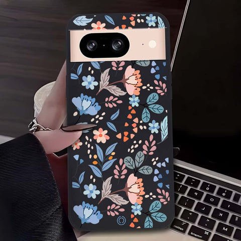 Floral Series Soft Phone Case - Design 1 - Black - Google Pixel 8