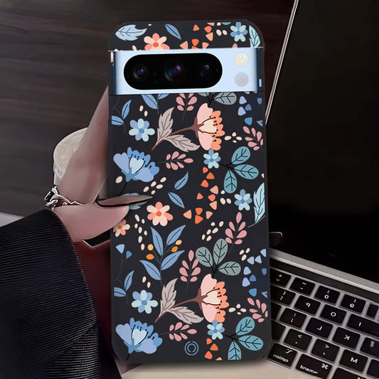 Floral Series Soft Phone Case - Design 1 - Black - Google Pixel 8 Pro