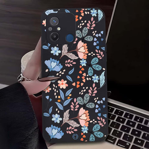 Floral Series Soft Phone Case - Design 1 - Black - Xiaomi Poco C55