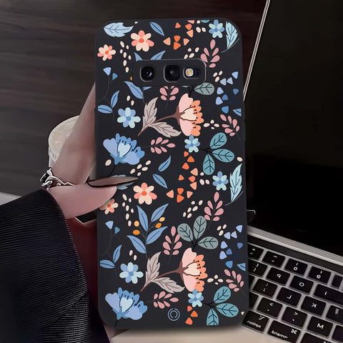 Floral Series Soft Phone Case - Design 1 - Black - Samsung Galaxy S10e