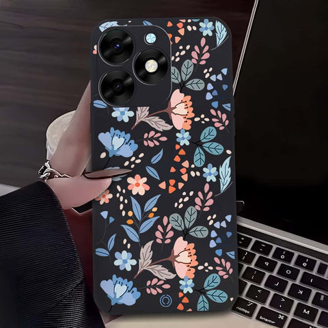 Floral Series Soft Phone Case - Design 1 - Black - itel S23 Plus