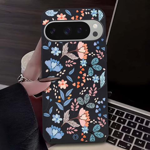 Floral Series Soft Phone Case - Design 1 - Black - Google Pixel 9 Pro XL