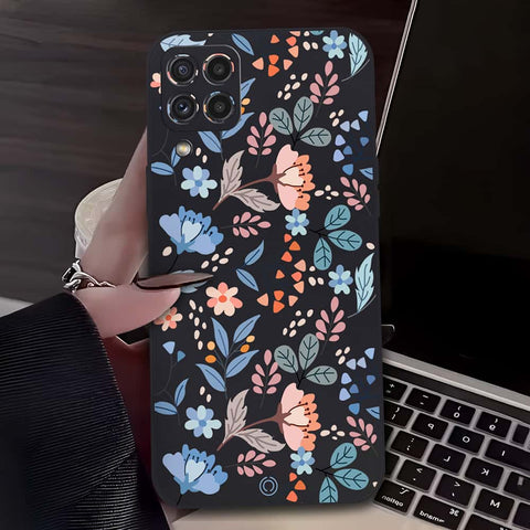 Floral Series Soft Phone Case - Design 1 - Black - Samsung Galaxy M22