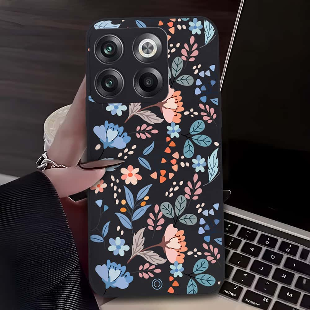 Floral Series Soft Phone Case - Design 1 - Black - OnePlus Ace Pro