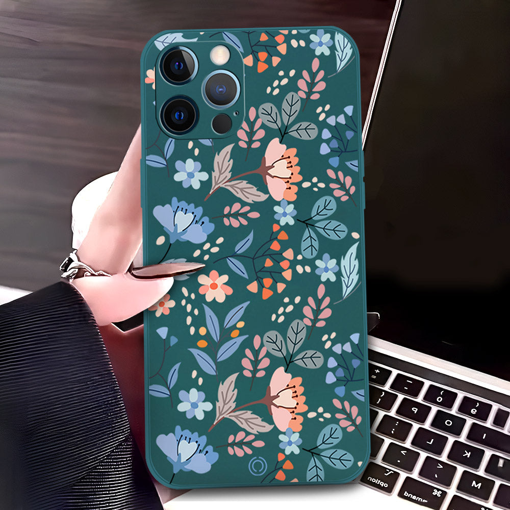 Floral Series Soft Phone Case - Design 1 - Darkgreen - iPhone 12 Pro