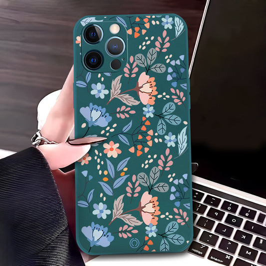 Floral Series Soft Phone Case - Design 1 - Darkgreen - iPhone 12 Pro