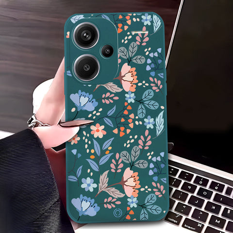 Xiaomi Redmi Note 13 Pro Plus 5G Cover - Dark Green - D1 - ONation Floral Series - HQ Liquid Silicone Soft Case