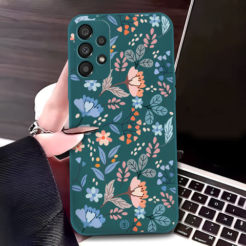 Samsung Galaxy A53 5G Cover - Dark Green - D1 - ONation Floral Series - HQ Liquid Silicone Soft Case